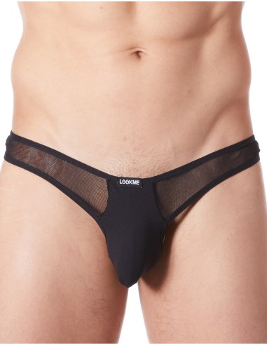 Lingerie homme : string noir avec résille