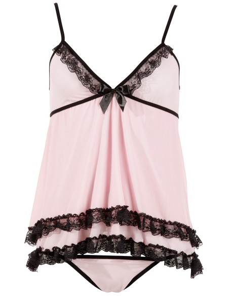 Nuisette en tissu souple avec doublure et son string rose assorti de la collection Cottelli.