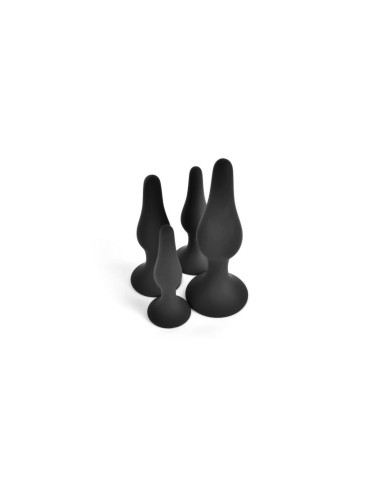 Plug Anal VSCNOVELTY Noir Silicone Lot 4 Pièces