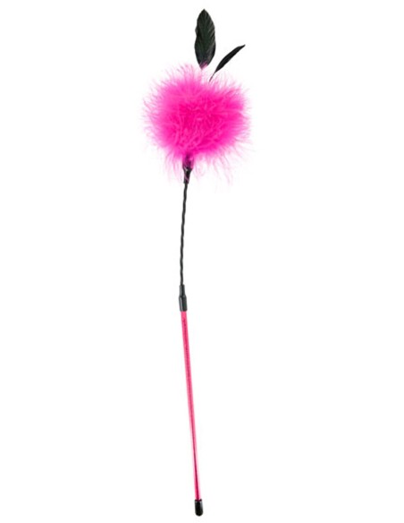 Cravache rose pompon et plume