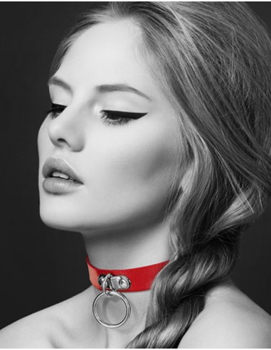 Bijoux Pour Toi : collier cuir rouge anneau métal