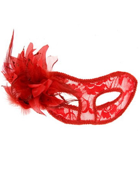 : masque transparent fleur rouge