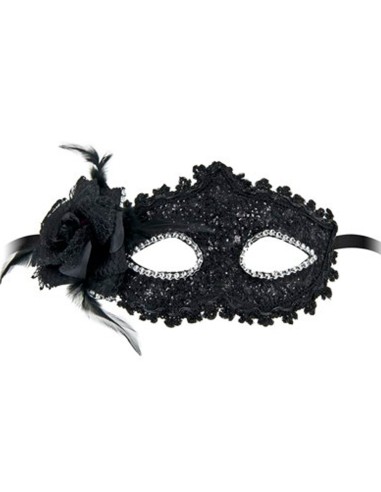 : masque brillant fleur noire