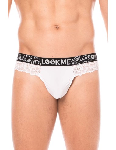 String blanc en  dentelle douce et délicate pour homme