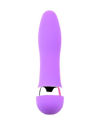 En  en mini vibromasseur violet de 11 cm avec avec bague argenté pour des plaisir plus intenses.