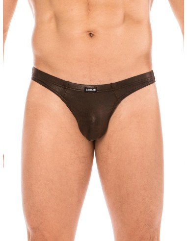 Sous-vêtement sexy pour Homme avec ce string marron de la collection LOOKME, distribué par votre grossiste CL.DIFFUSION