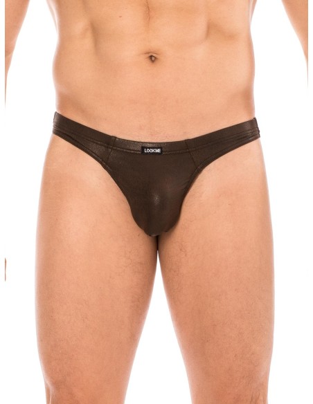 Sous-vêtement sexy pour Homme avec ce string marron de la collection LOOKME, distribué par votre grossiste CL.DIFFUSION