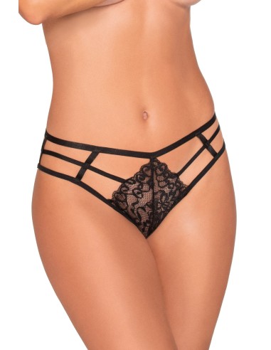 String en dentelle noire forme triangle et lanières de la collection Dreamgirl.