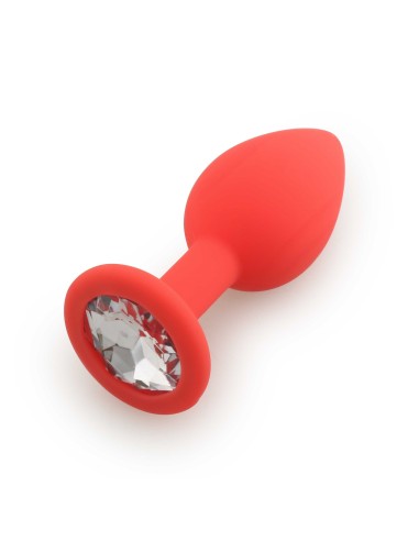 De plug medium rouge avec bijou cristal