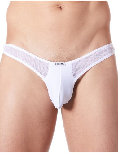 Lingerie homme : string blanc avec résille