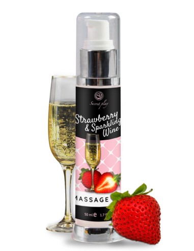 Votre grossiste Secret Play vous propose l'huile de massage fraise et vin pétillant