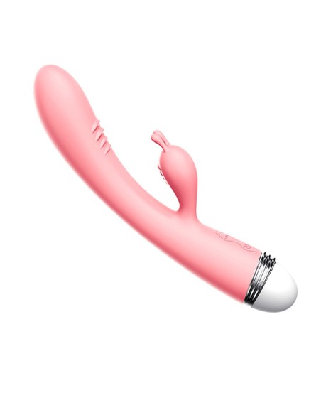 La marque Dreamy Toys vous propose ce vibromasseur rabbit courbé USB rose  en .