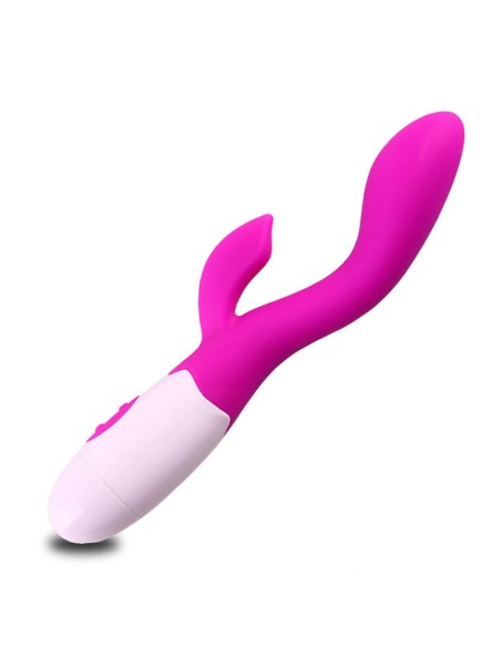 En  en vibromasseur rabbit rose 30 modes de vibration avec ergot tête plate.