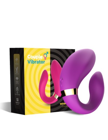 Distributeur sex toys pour couple avec ce vibromasseur violet haut de gamme en silicone double moteur de la marque Dreamy Toys