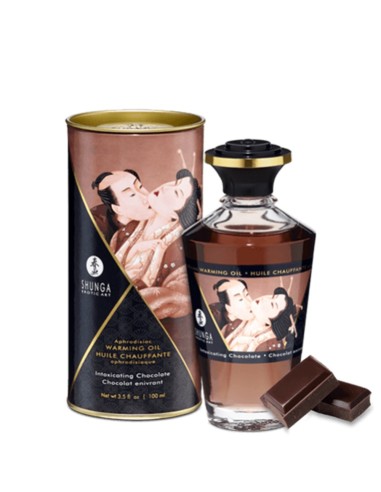 Huile chocolat de massage chauffante comestible Shunga