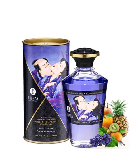 Huile fruit exotique de massage chauffante comestible Shunga