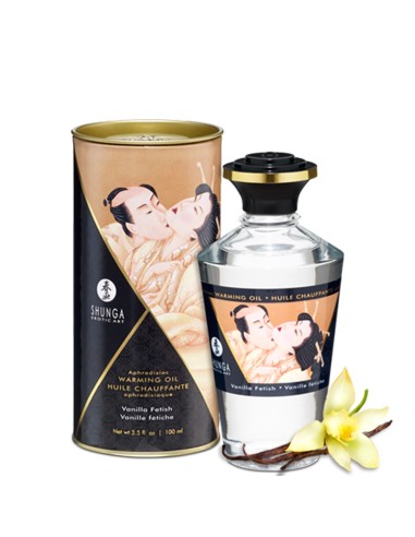 Huile vanille de massage chauffante comestible Shunga