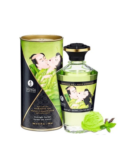 Huile sorbet de minuit de massage chauffante comestible Shunga