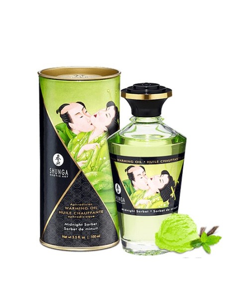 Huile sorbet de minuit de massage chauffante comestible Shunga