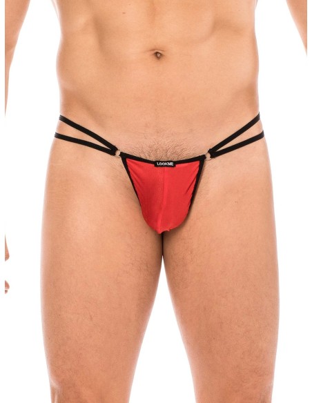 Mini String rouge pour Homme avec multiple lanières, chez votre distributeur de sous-vêtements sexy Homme.