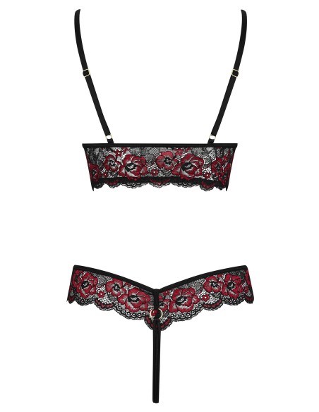 Body string en résille transparente noire et dentelle bicolore de la collection Cottelli.