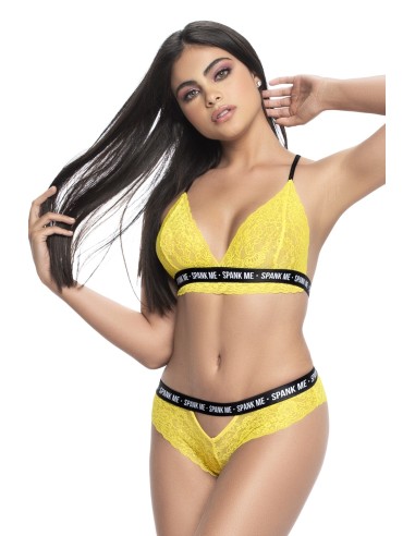 Soutien-gorge dentelle jaune fun avec shorty en dentelle de la collection mapalé.